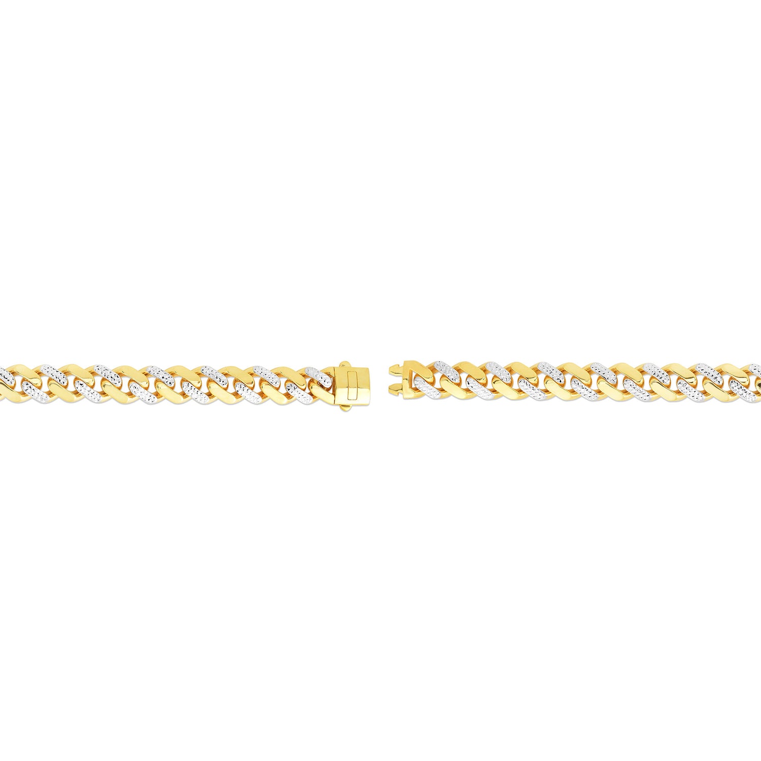 Semi-Solid Diamond-Cut Miami Cuban Bracelet in 14K Yellow Gold, 11.25MM, 8.5”