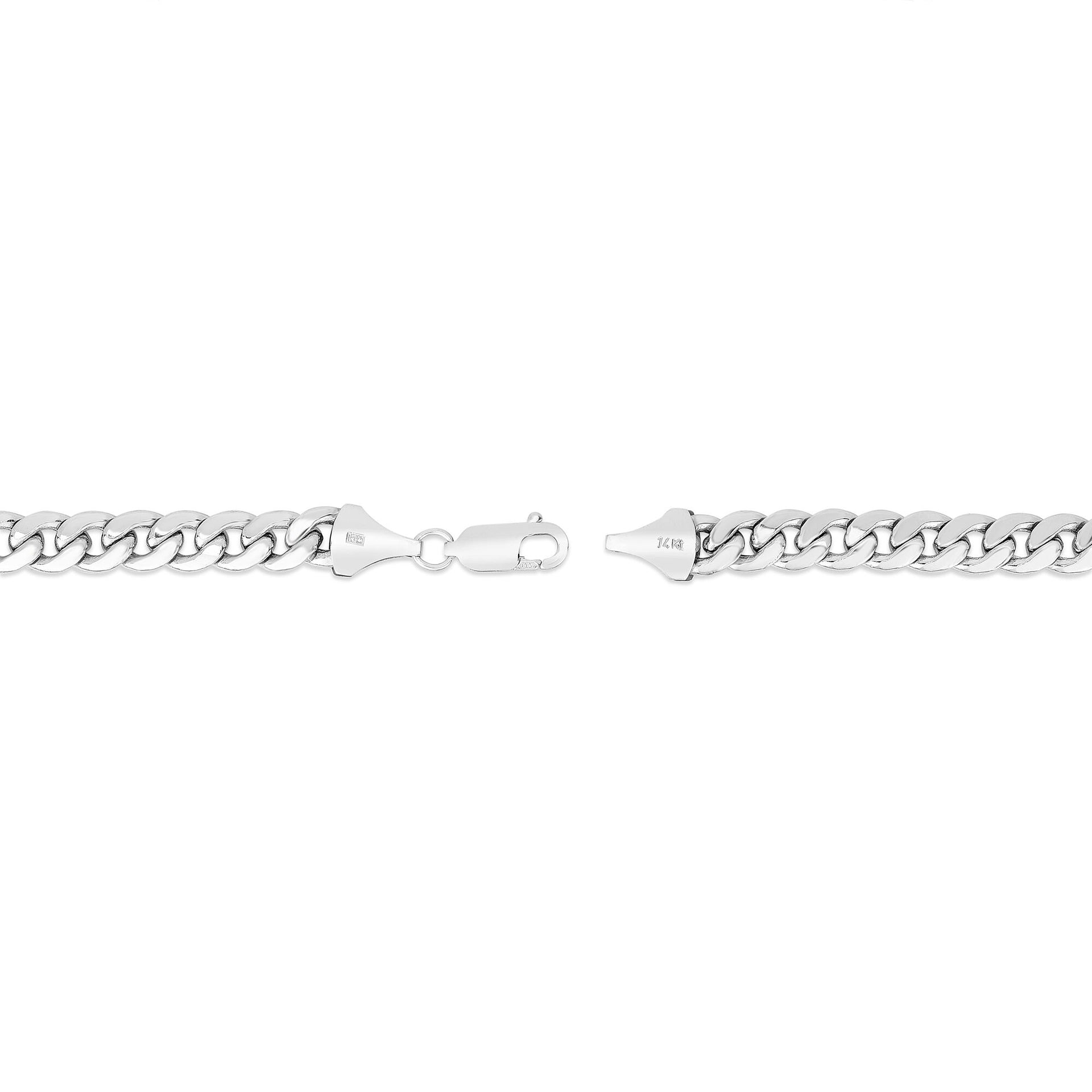 Semi-Solid Miami Cuban Necklace in 14K White Gold, 24”