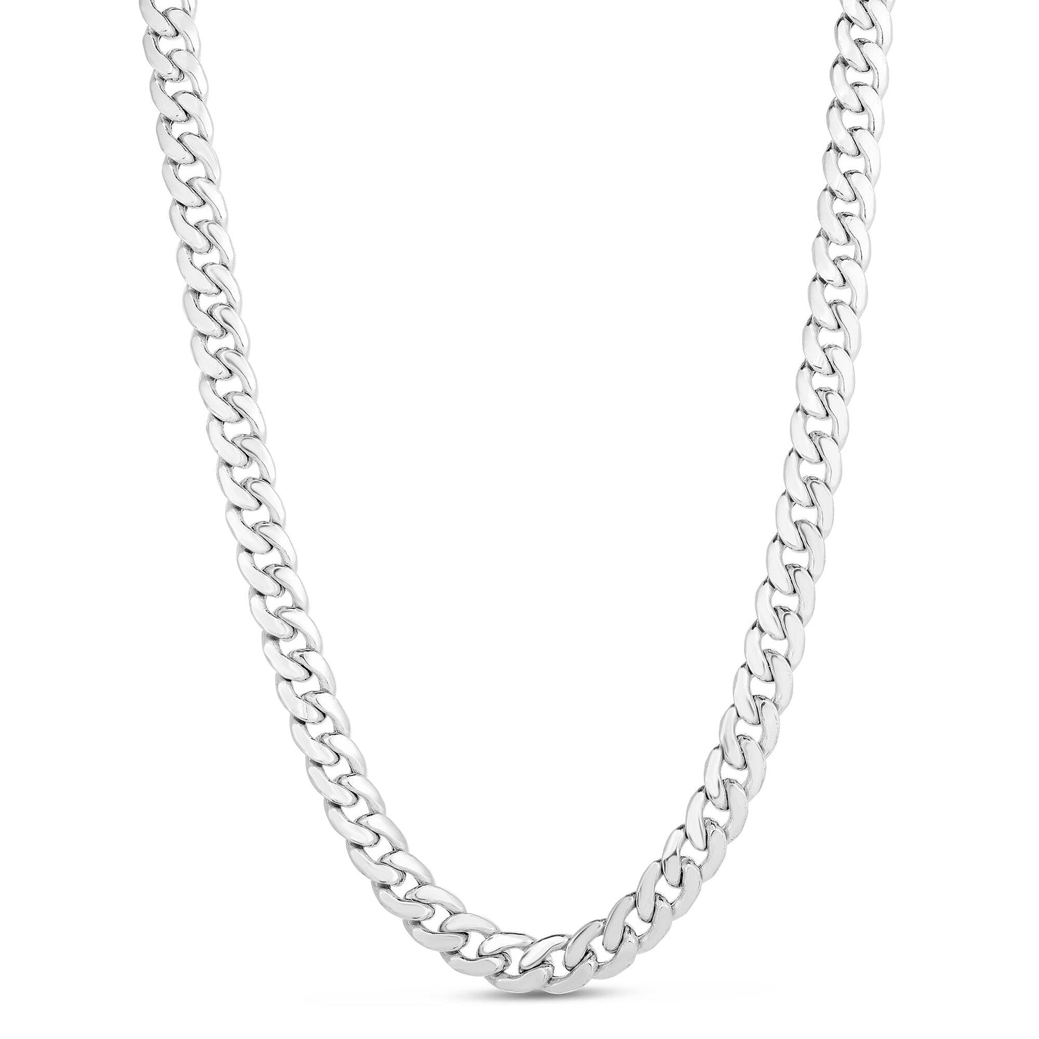 Semi-Solid Miami Cuban Necklace in 14K White Gold, 24”