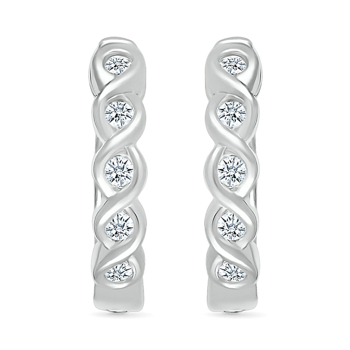 Diamond Twist Hoop Earrings in 10K White Gold (1/10 ct. tw.)