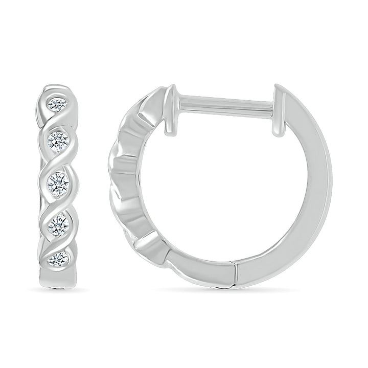 Diamond Twist Hoop Earrings in 10K White Gold (1/10 ct. tw.)