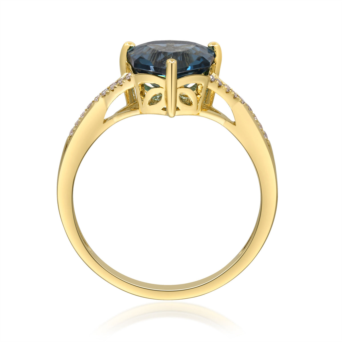 London Blue Topaz & Diamond Accent Ring in 10K Yellow Gold