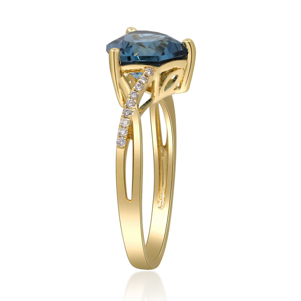 London Blue Topaz & Diamond Accent Ring in 10K Yellow Gold
