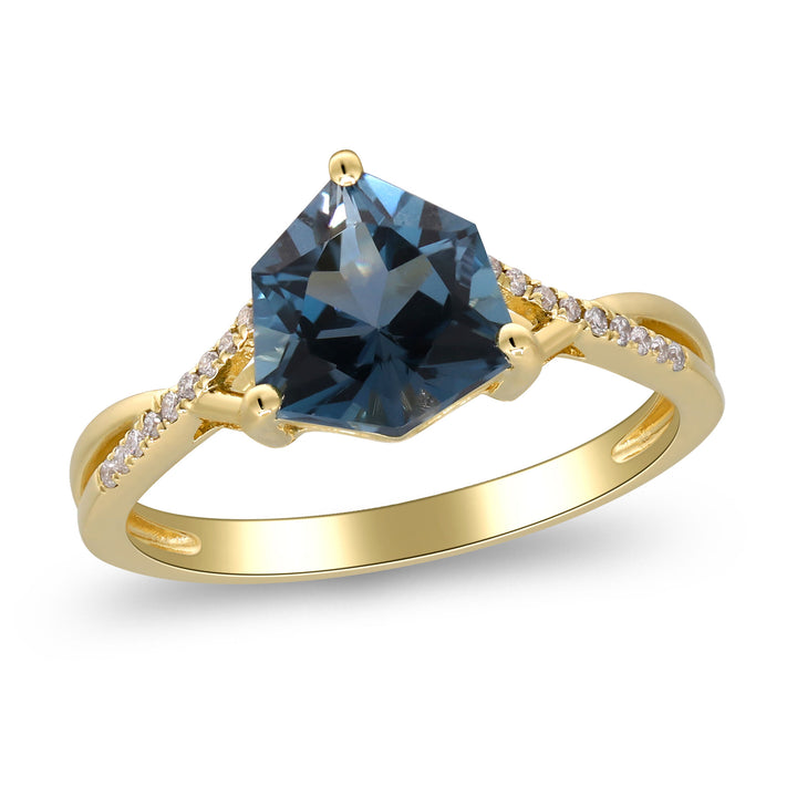 London Blue Topaz & Diamond Accent Ring in 10K Yellow Gold
