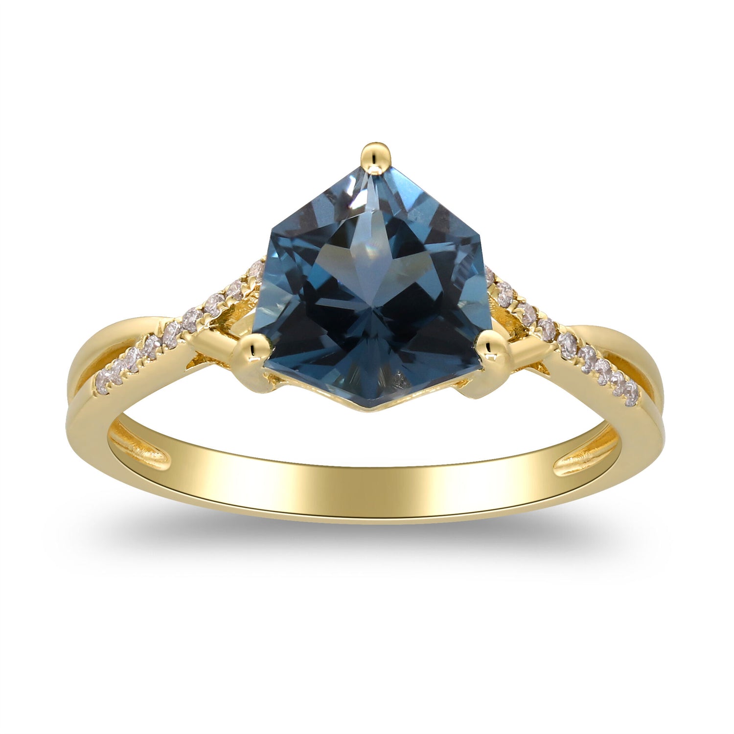 London Blue Topaz & Diamond Accent Ring in 10K Yellow Gold