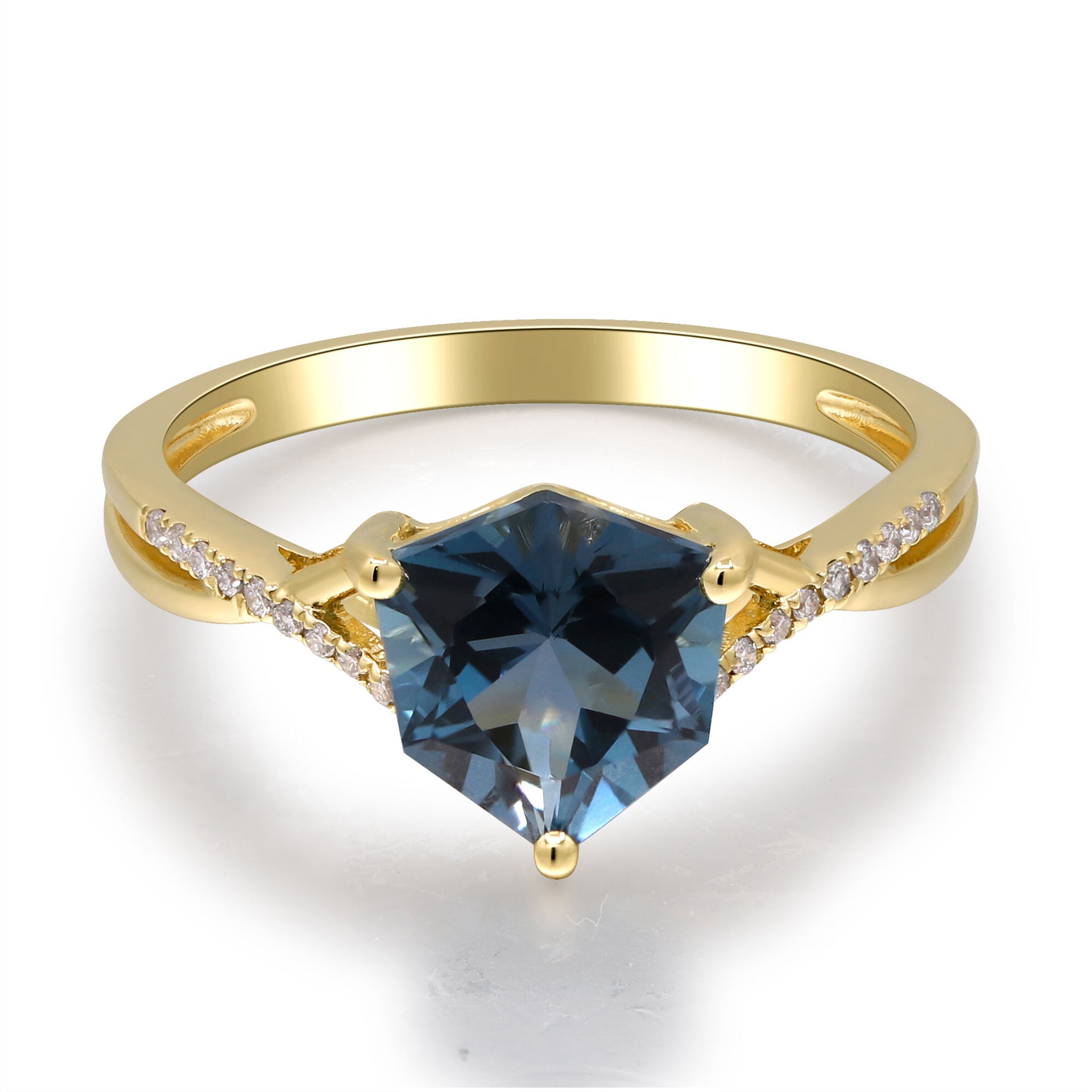 London Blue Topaz & Diamond Accent Ring in 10K Yellow Gold