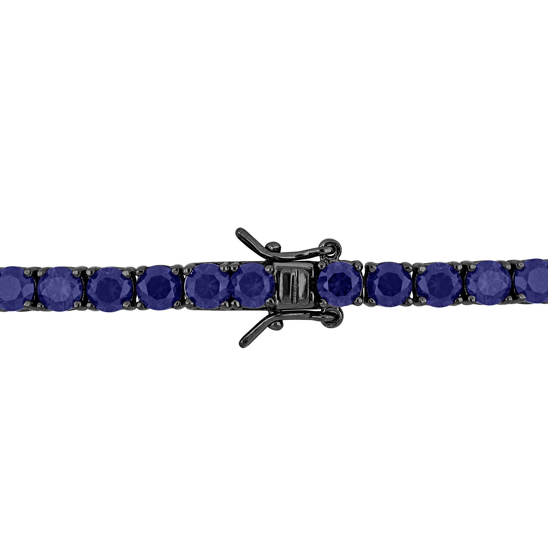 Lab-Created Blue Sapphire Bracelet in Sterling Silver & Black Rhodium