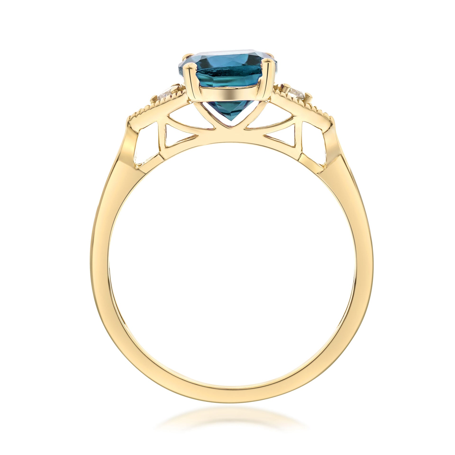 London Blue Topaz & Diamond Accent Ring in 10K Yellow Gold