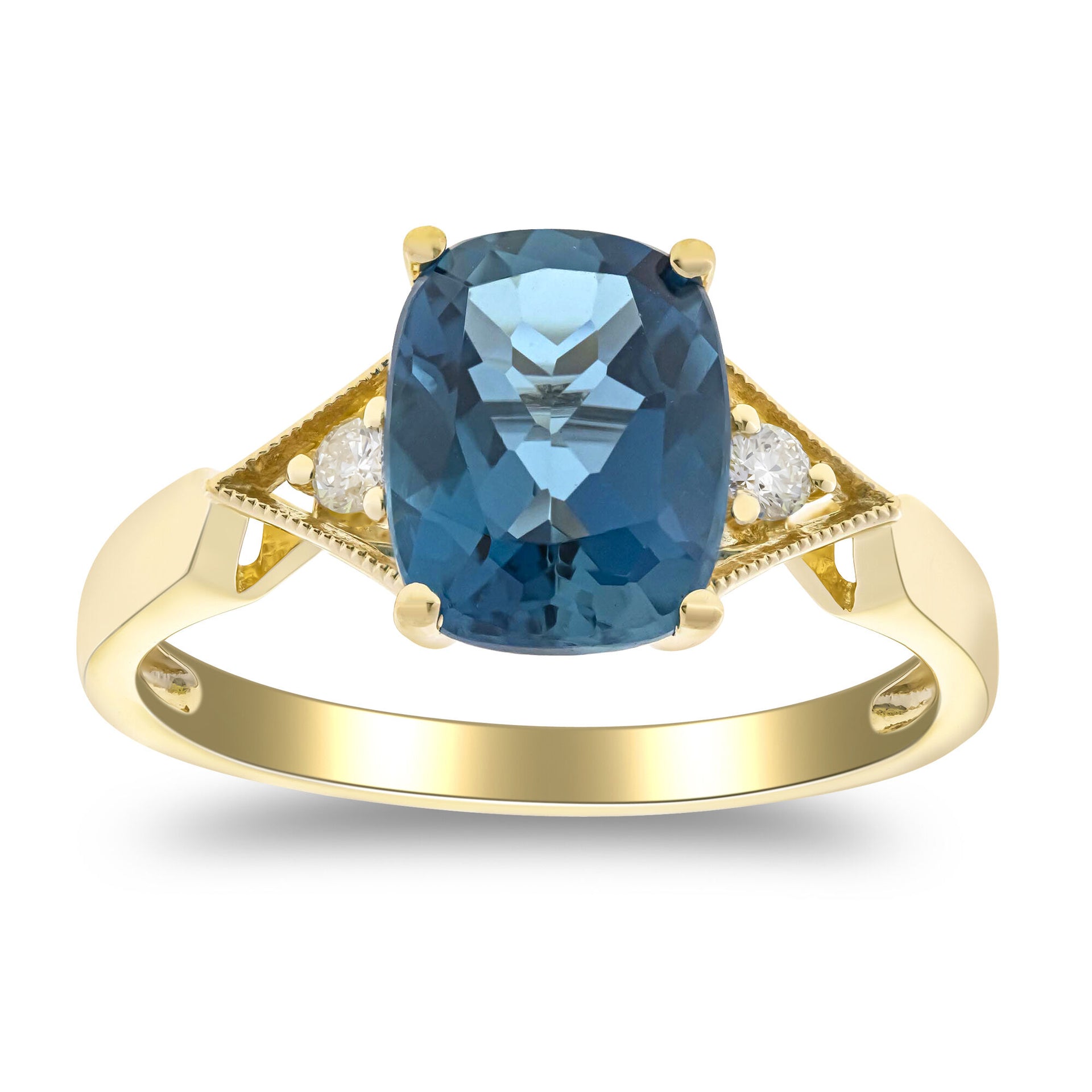 London Blue Topaz & Diamond Accent Ring in 10K Yellow Gold