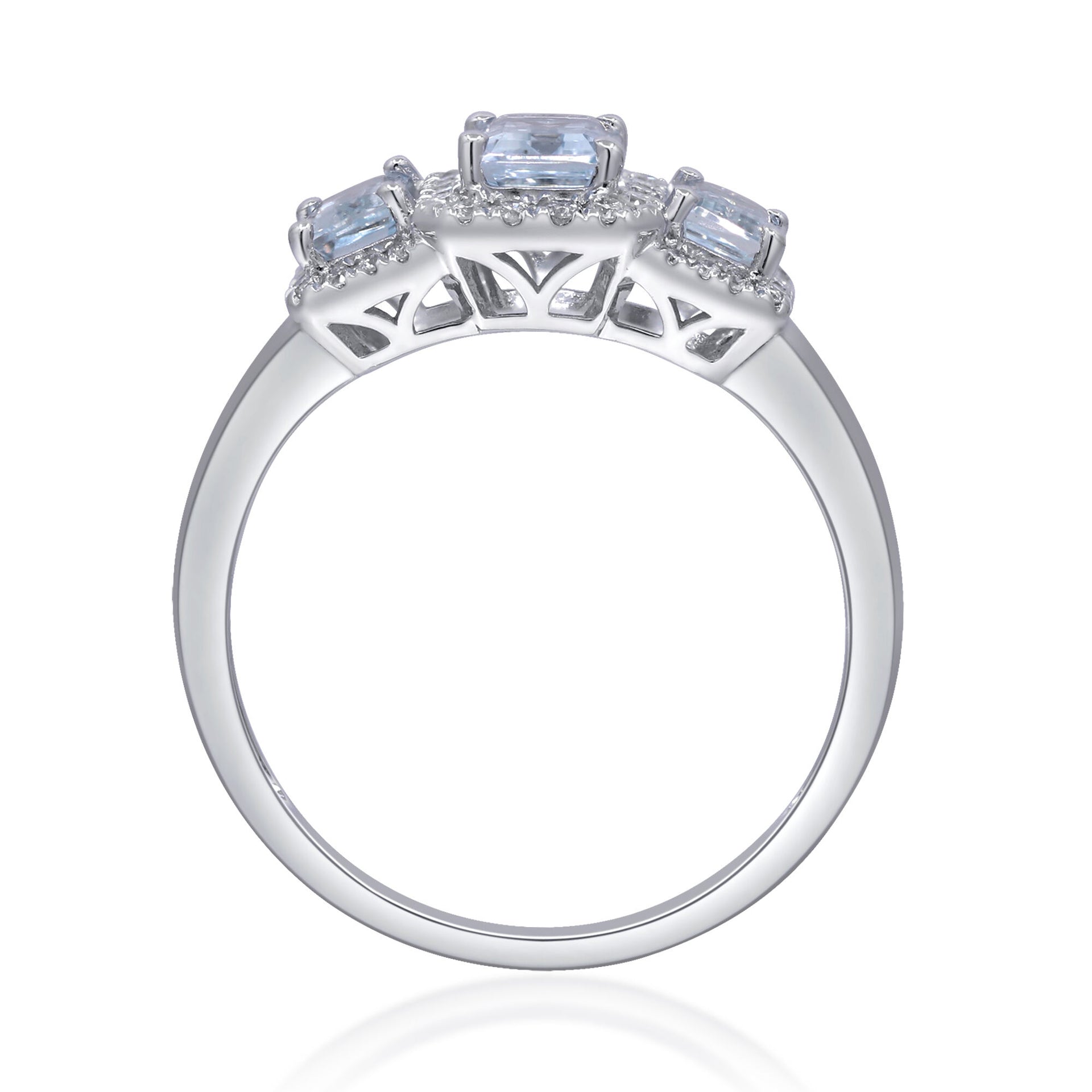 Aquamarine & Diamond Ring in 10K White Gold (1/5 ct. tw.)