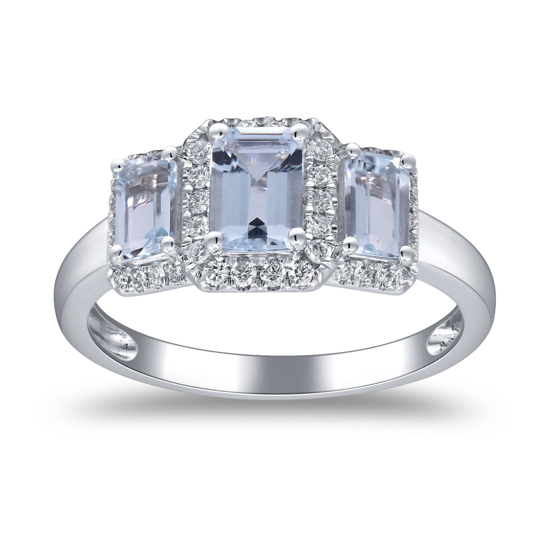 Aquamarine & Diamond Ring in 10K White Gold (1/5 ct. tw.)