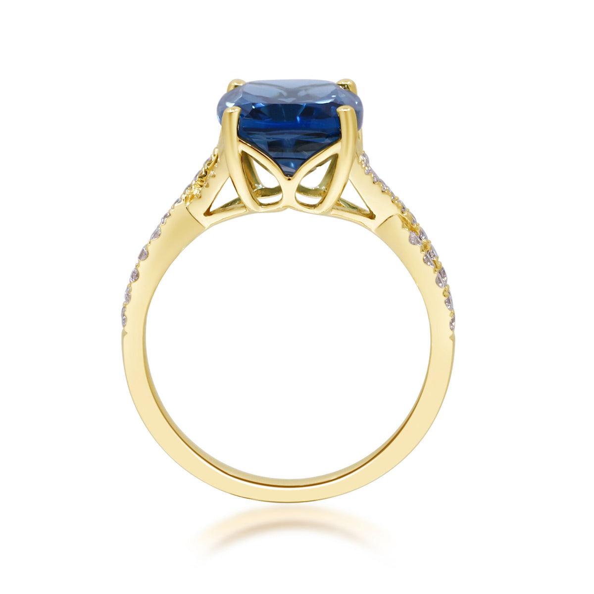 London Blue Topaz & Diamond Ring in 10K Yellow Gold (1/5 ct. tw.)