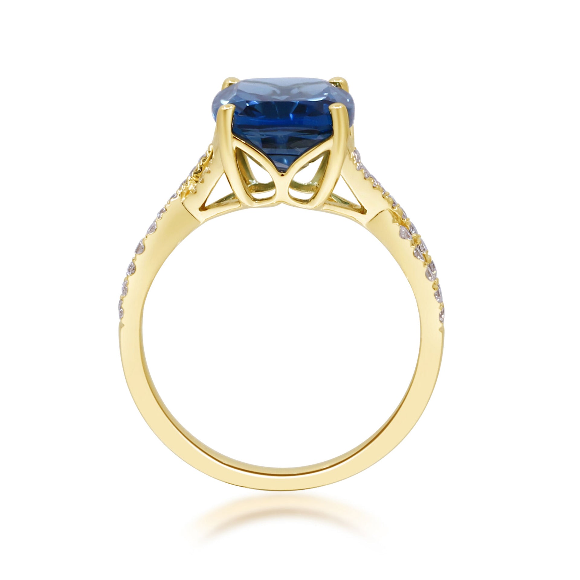 London Blue Topaz & Diamond Ring in 10K Yellow Gold (1/5 ct. tw.)