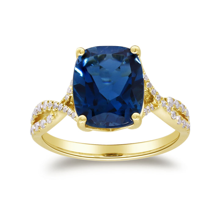 London Blue Topaz & Diamond Ring in 10K Yellow Gold (1/5 ct. tw.)