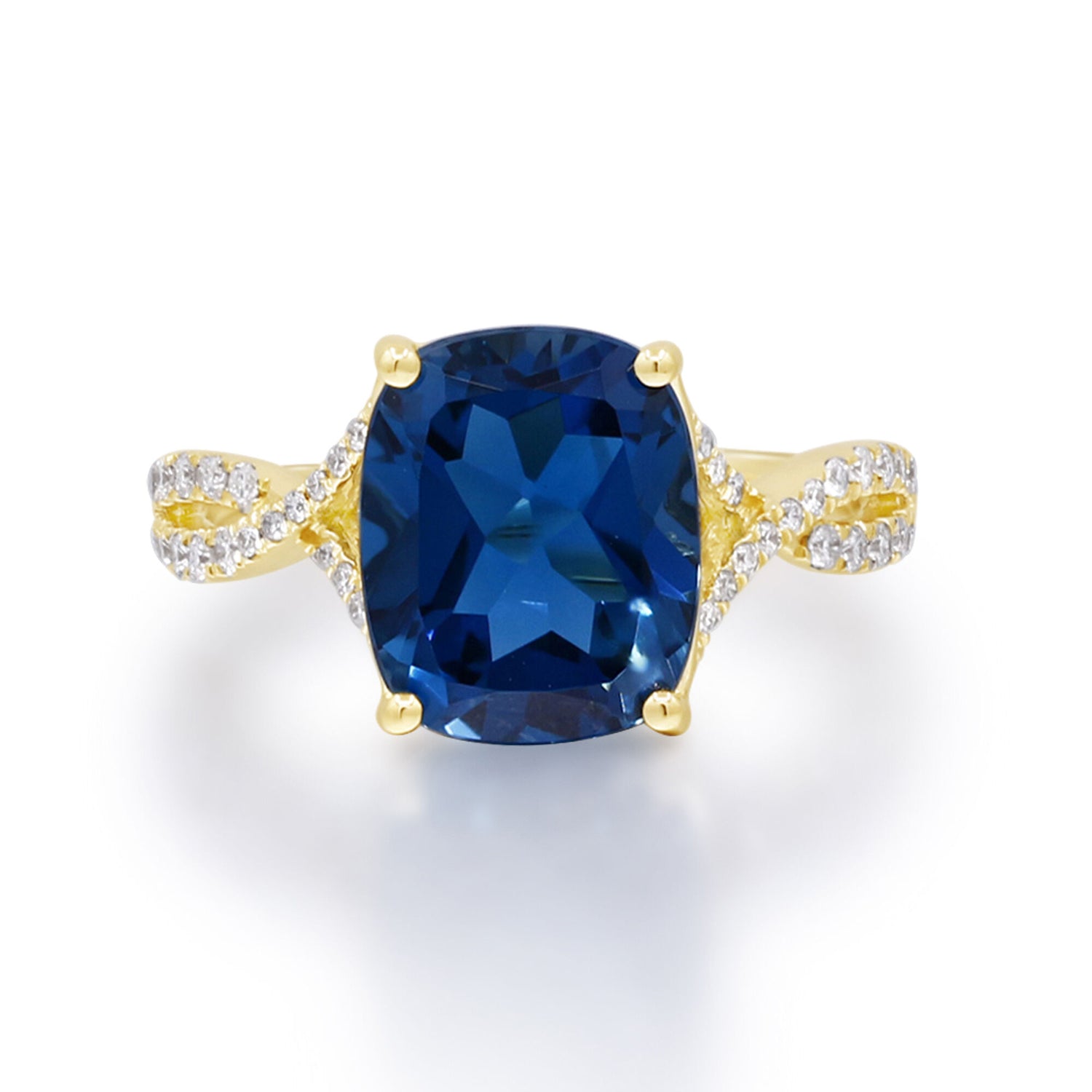 London Blue Topaz & Diamond Ring in 10K Yellow Gold (1/5 ct. tw.)