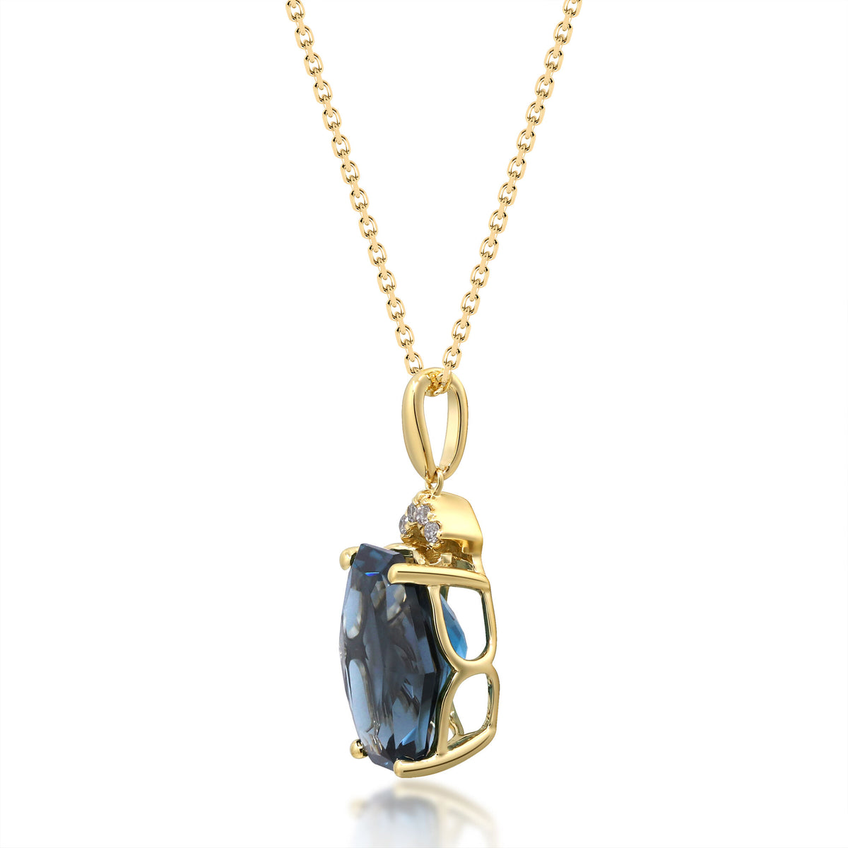 London Blue Topaz & Diamond Accent Pendant in 10K Yellow Gold