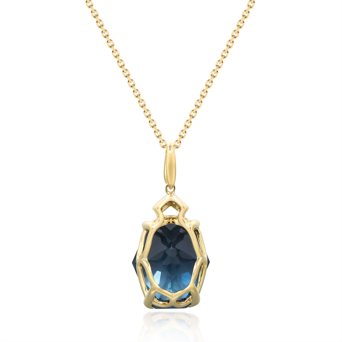 London Blue Topaz & Diamond Accent Pendant in 10K Yellow Gold