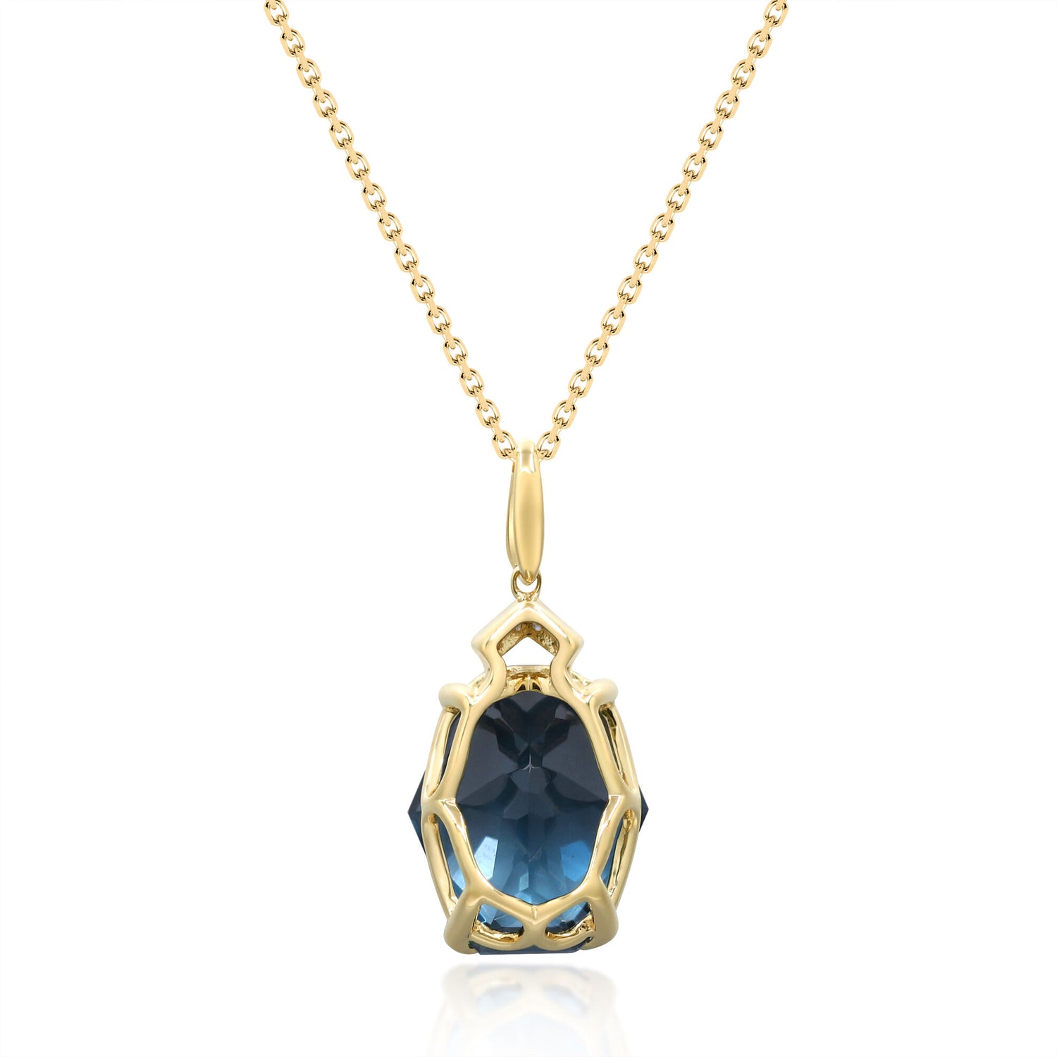 London Blue Topaz & Diamond Accent Pendant in 10K Yellow Gold