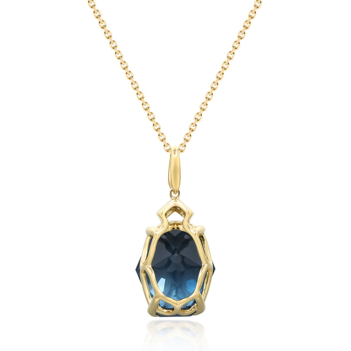 London Blue Topaz & Diamond Accent Pendant in 10K Yellow Gold