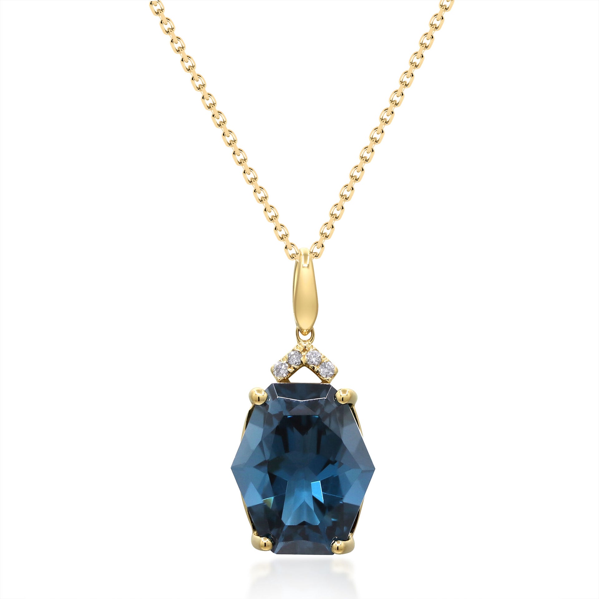 London Blue Topaz & Diamond Accent Pendant in 10K Yellow Gold