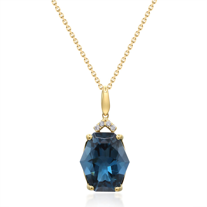 London Blue Topaz & Diamond Accent Pendant in 10K Yellow Gold
