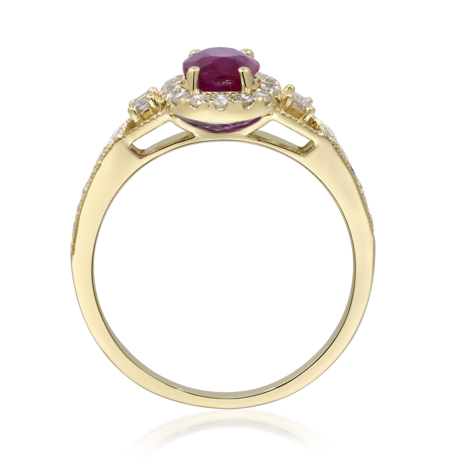Ruby & Diamond Halo Ring in 10K Yellow Gold (1/3 ct. tw.)