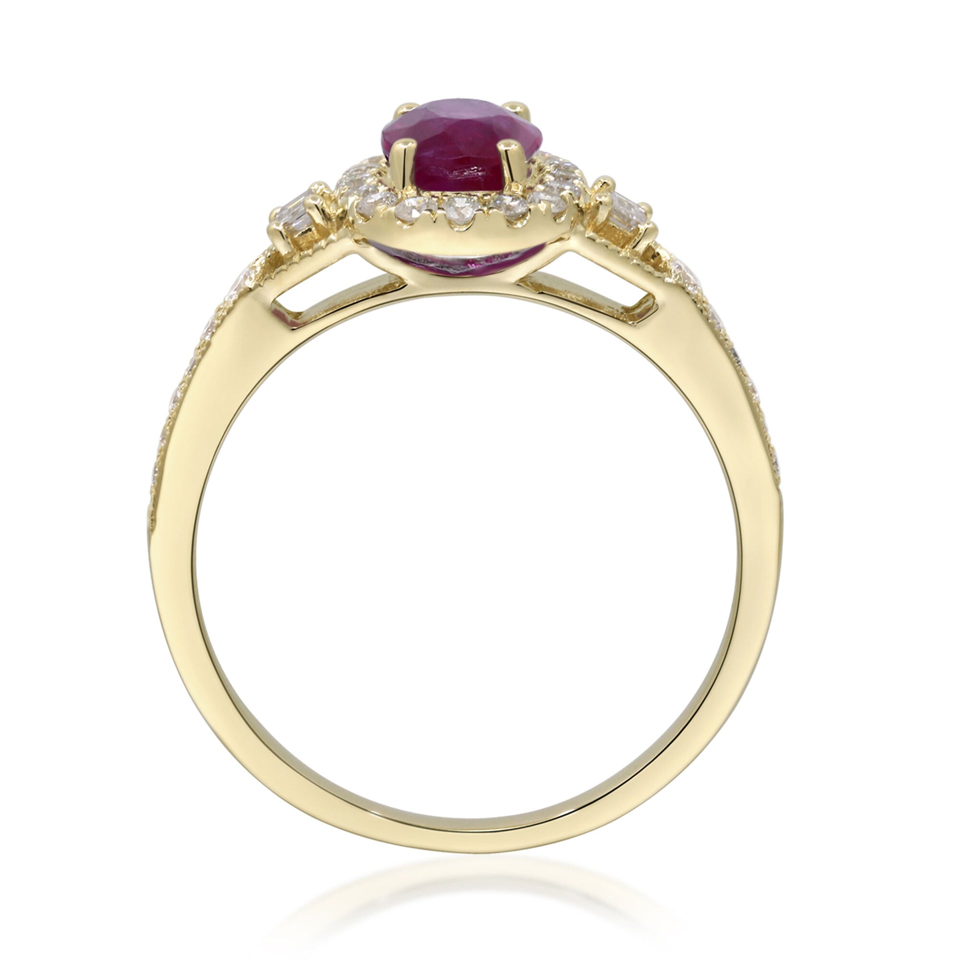 Ruby & Diamond Halo Ring in 10K Yellow Gold (1/3 ct. tw.)