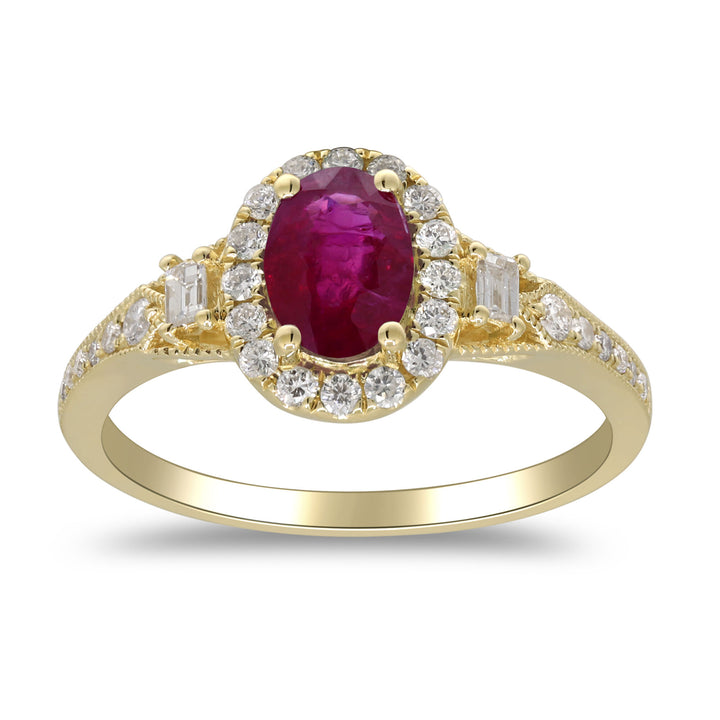 Ruby & Diamond Halo Ring in 10K Yellow Gold (1/3 ct. tw.)