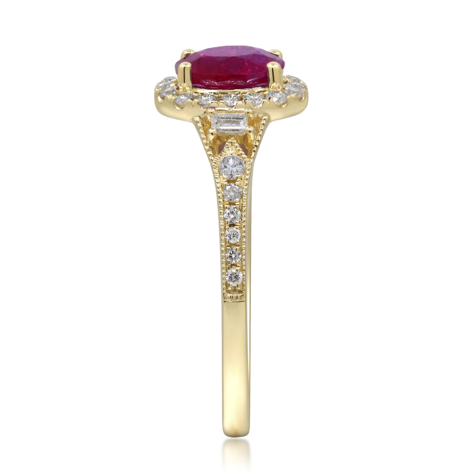 Ruby & Diamond Halo Ring in 10K Yellow Gold (1/3 ct. tw.)