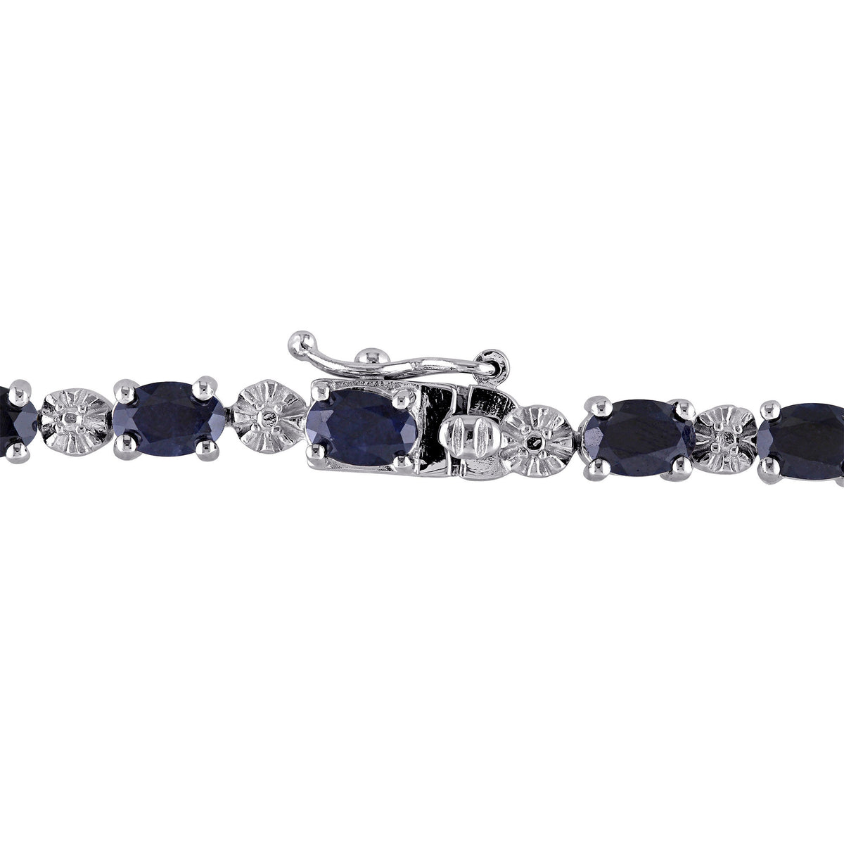 Black Sapphire & Diamond Accent Bracelet in Sterling Silver
