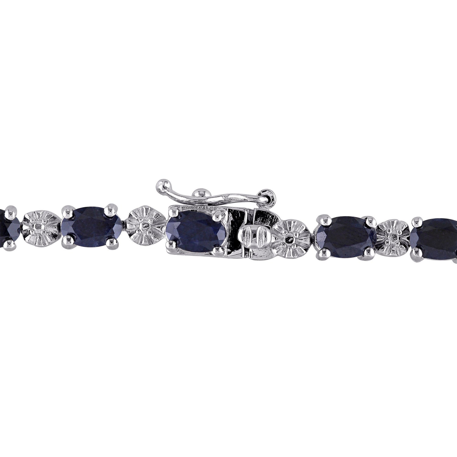 Black Sapphire & Diamond Accent Bracelet in Sterling Silver