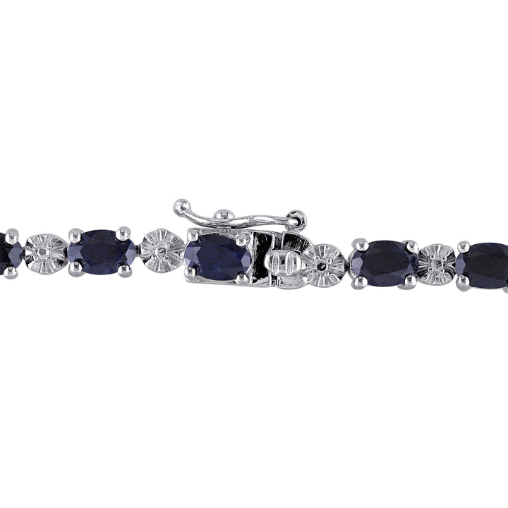 Black Sapphire & Diamond Accent Bracelet in Sterling Silver