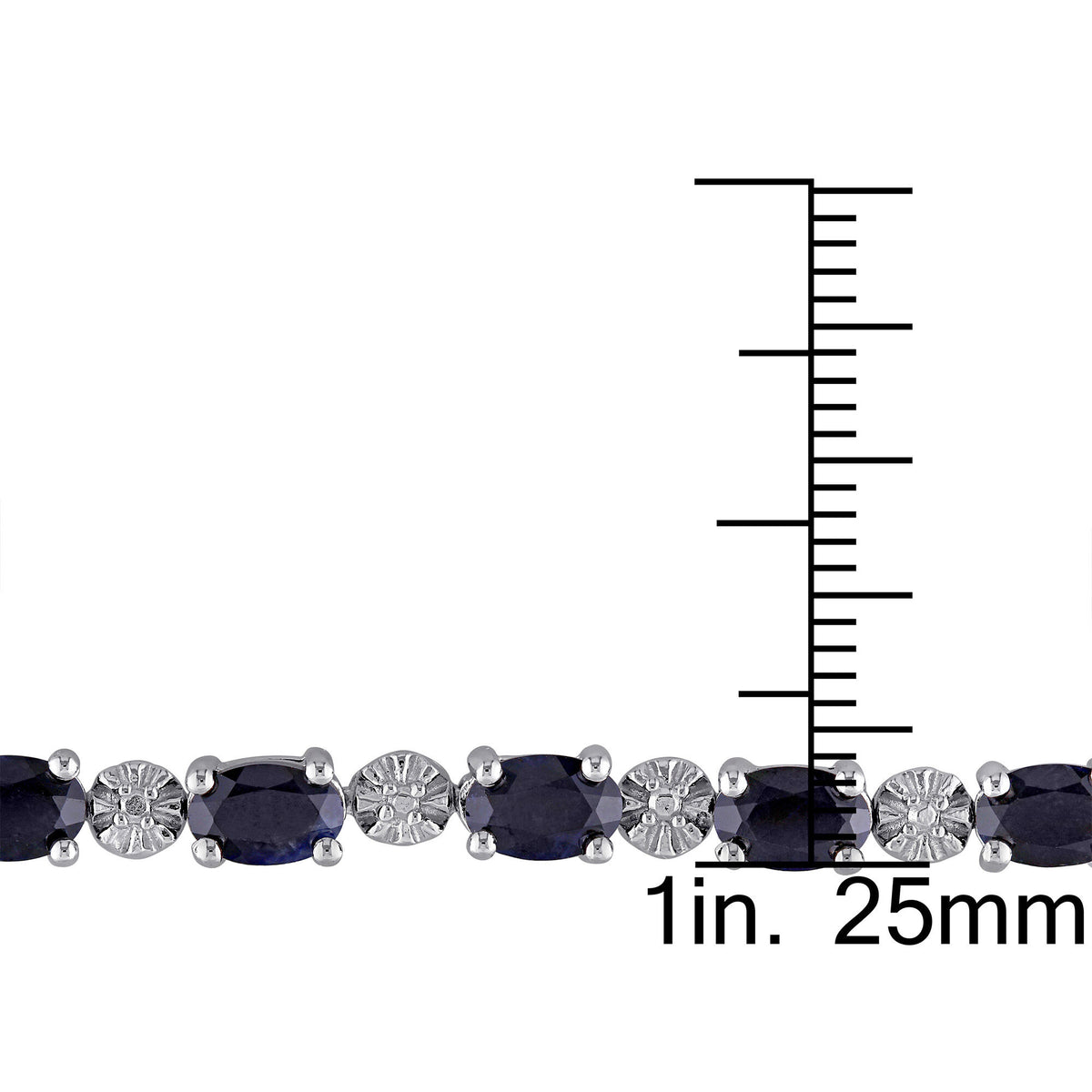 Black Sapphire & Diamond Accent Bracelet in Sterling Silver