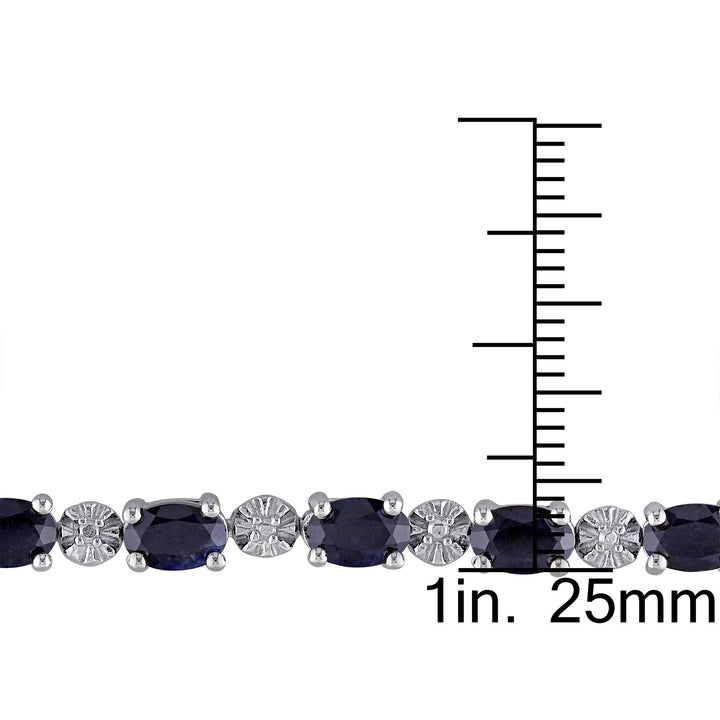 Black Sapphire & Diamond Accent Bracelet in Sterling Silver