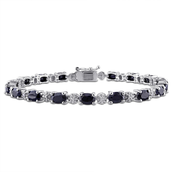 Black Sapphire & Diamond Accent Bracelet in Sterling Silver