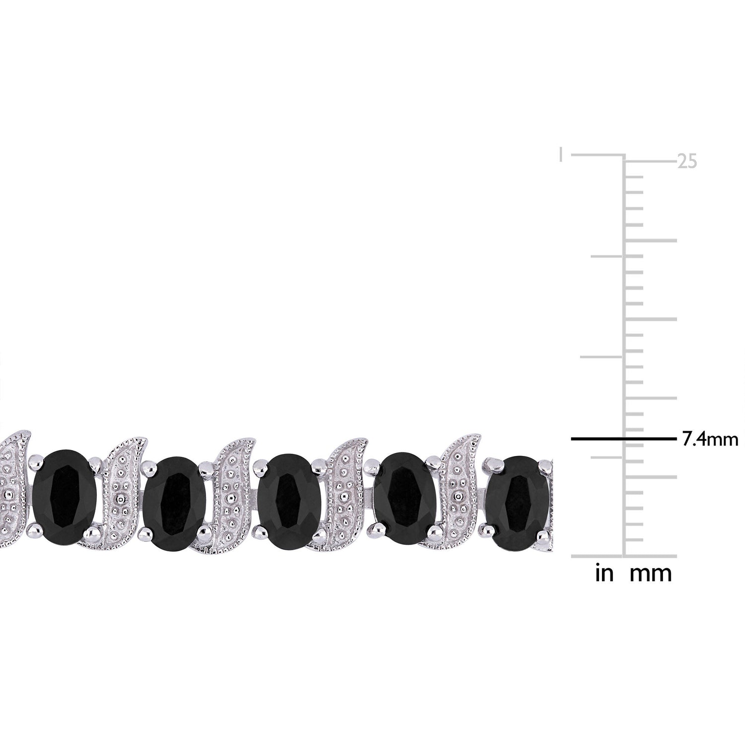 Black Sapphire & Diamond Accent Bracelet in Sterling Silver