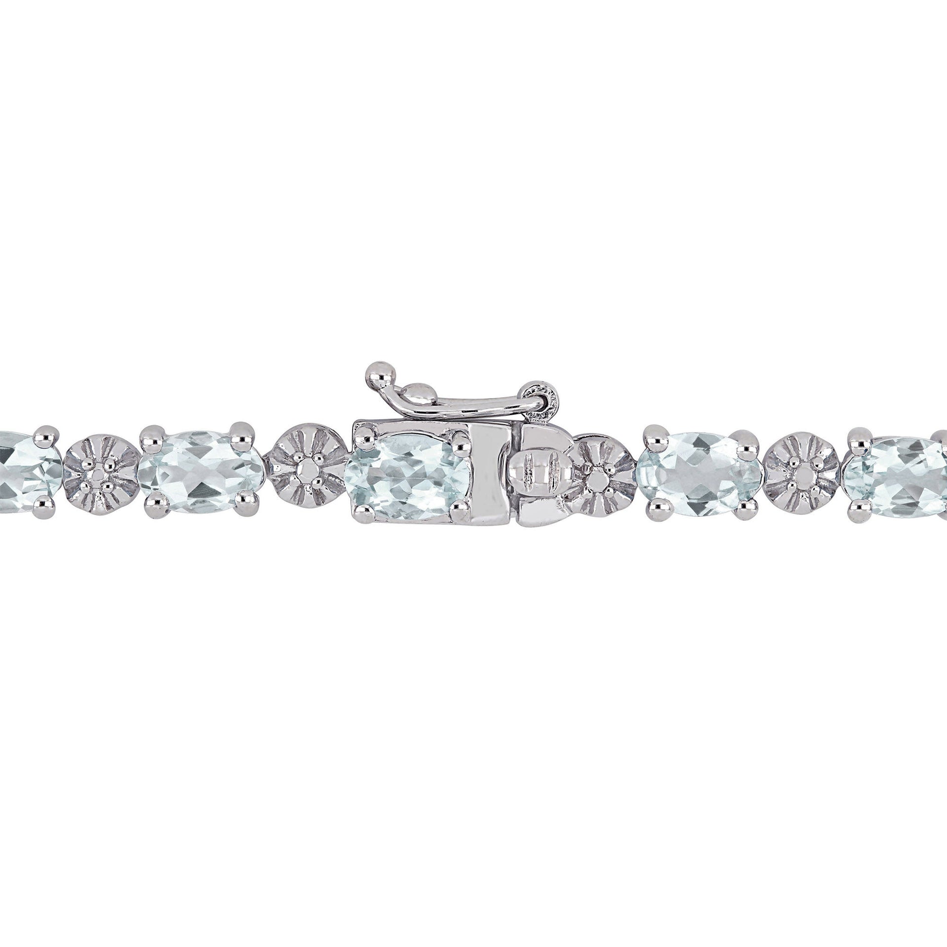 Aquamarine & Diamond Accent Bracelet in Sterling Silver