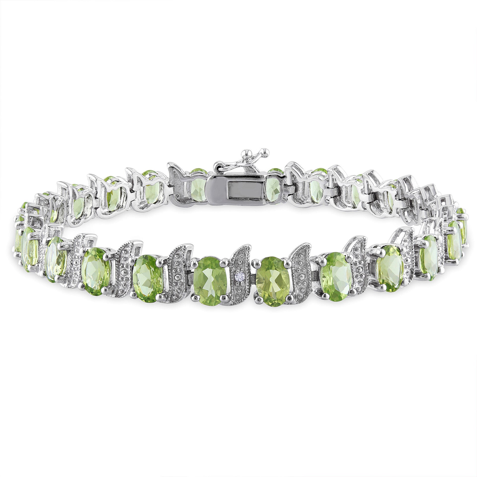 Peridot & Diamond Accent Bracelet in Sterling Silver