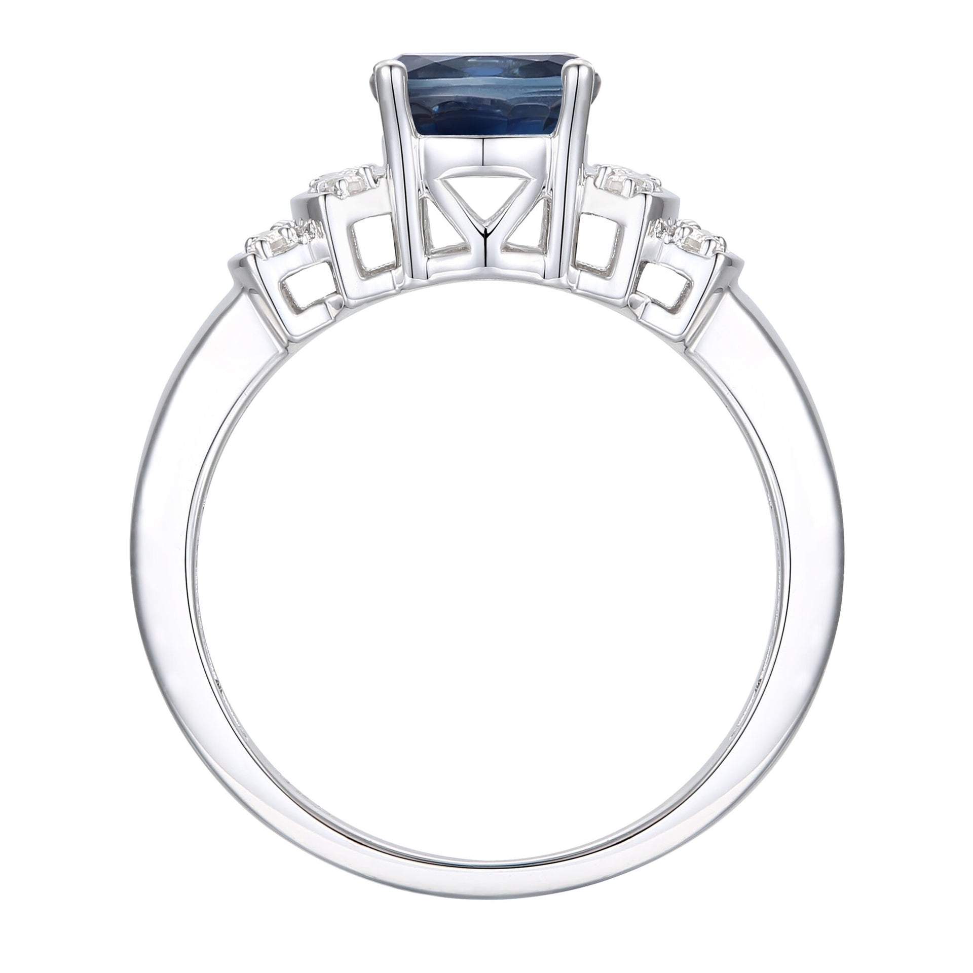 Blue Sapphire & Diamond Ring in 14K White Gold (1/5 ct. tw.)