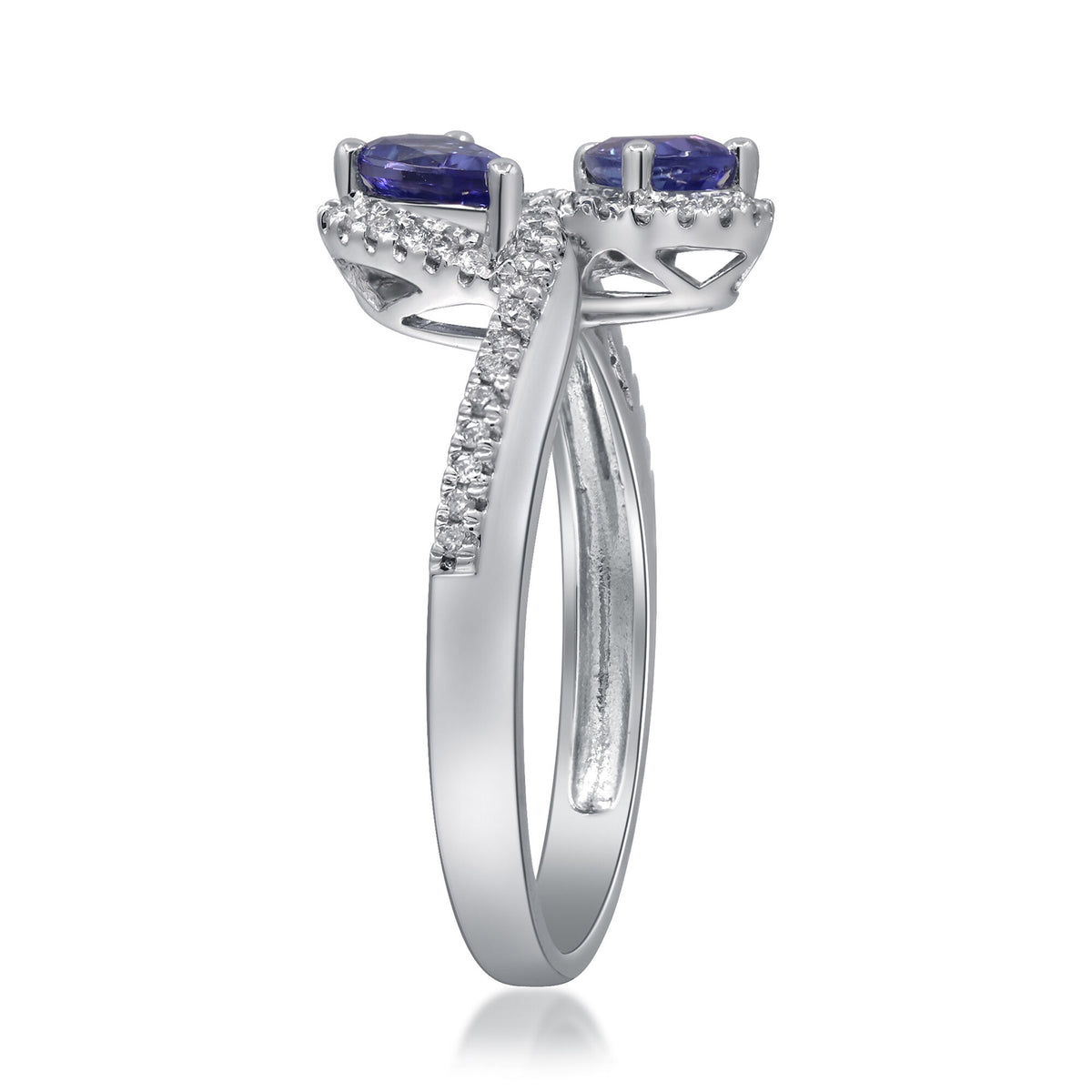 Tanzanite & Diamond Bypass Ring in 10K White Gold (1/5 ct. tw.)
