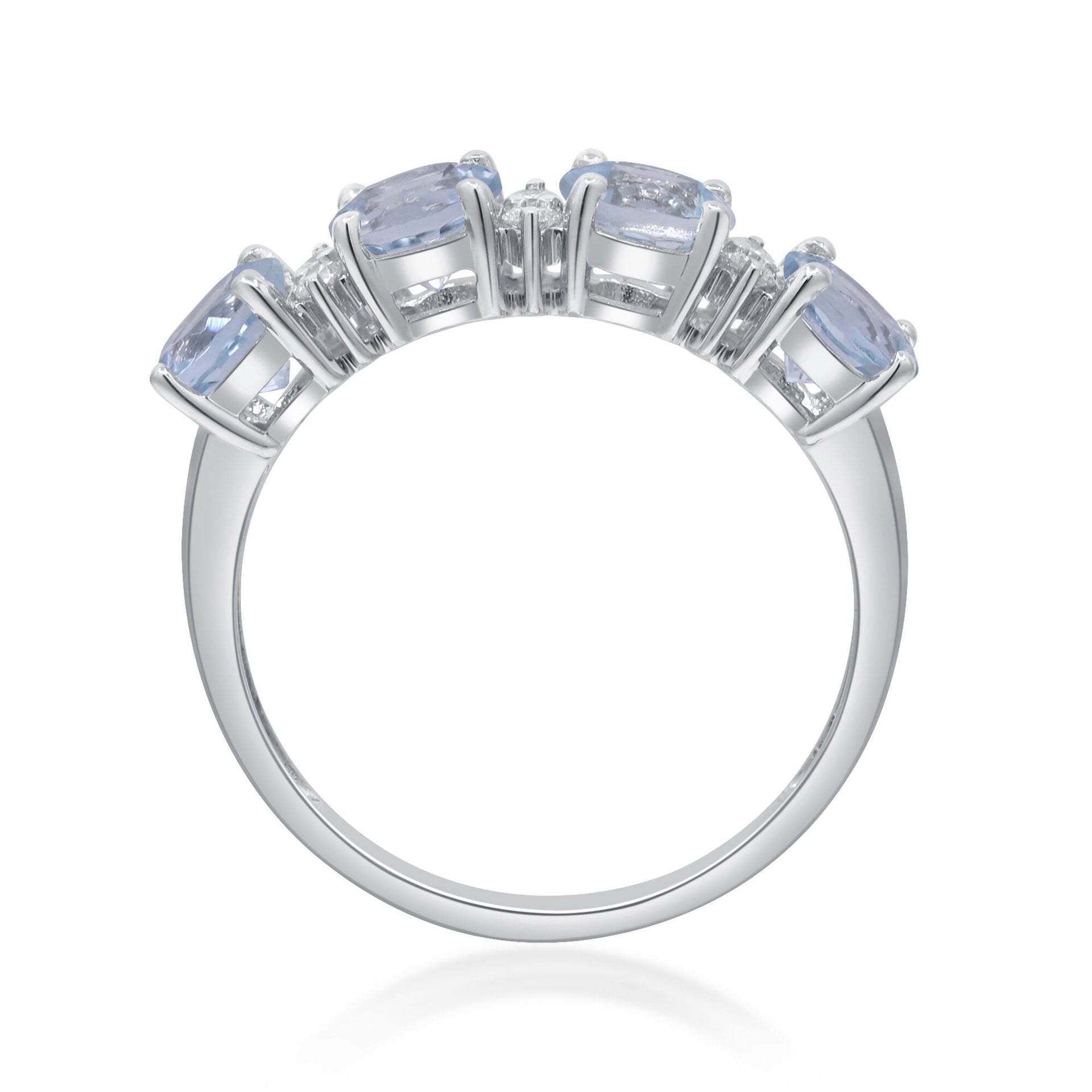 Aquamarine & Diamond Ring in 10K White Gold (1/10 ct. tw.)