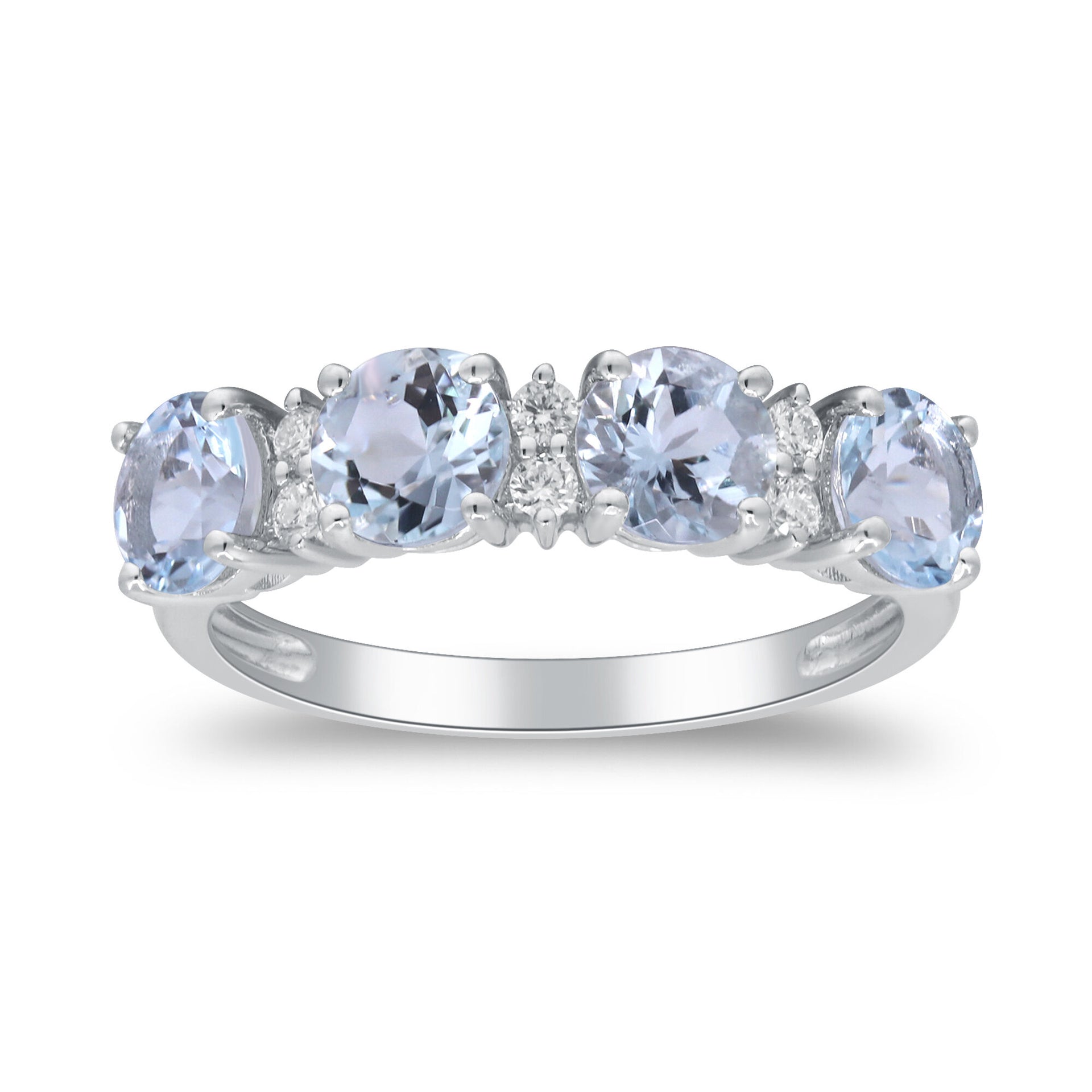 Aquamarine & Diamond Ring in 10K White Gold (1/10 ct. tw.)