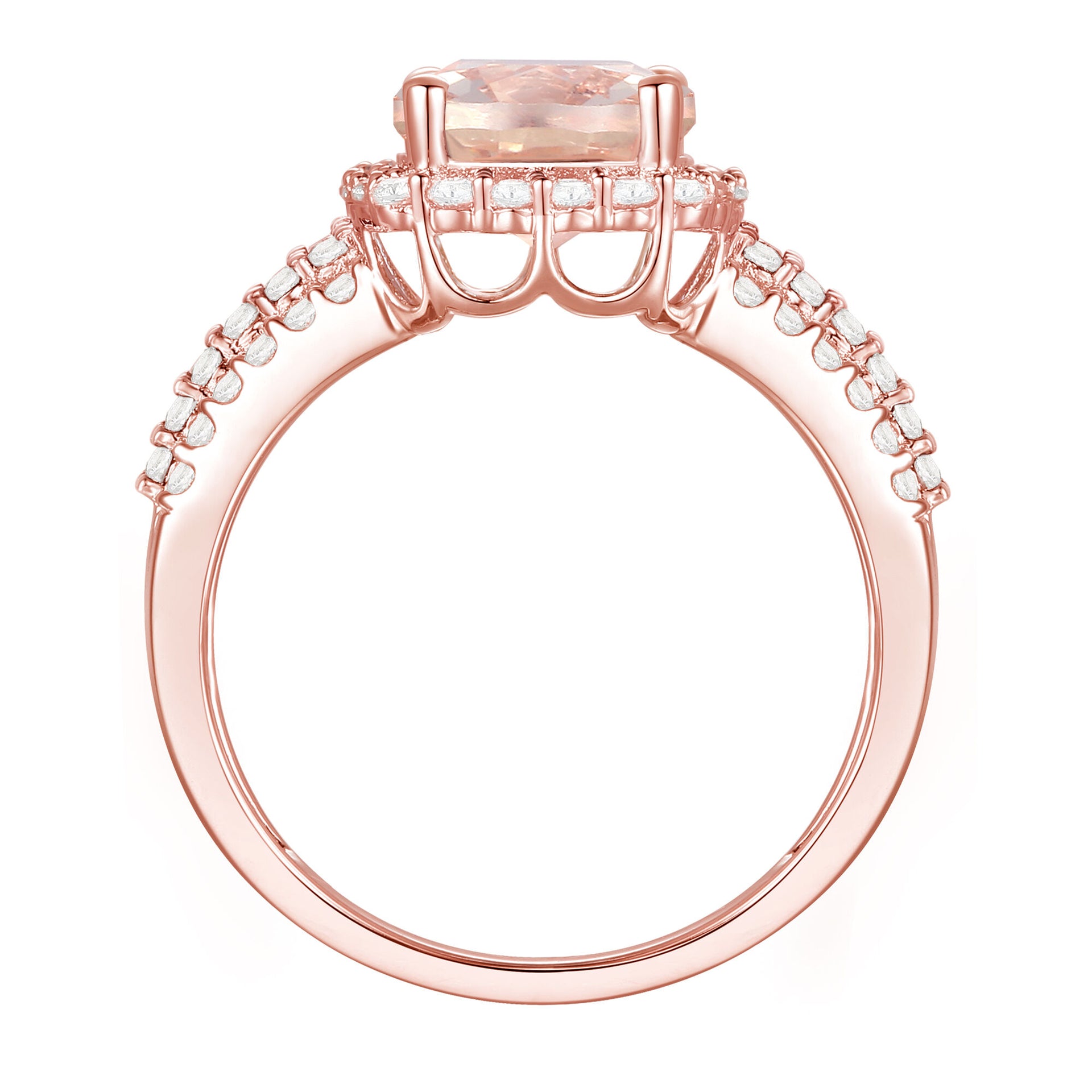 Morganite & Diamond Halo Ring in 10K Rose Gold (5/8 ct. tw.)
