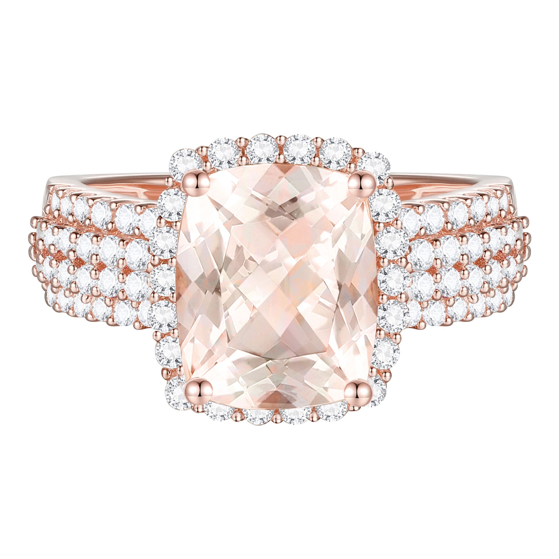 Morganite & Diamond Halo Ring in 10K Rose Gold (5/8 ct. tw.)