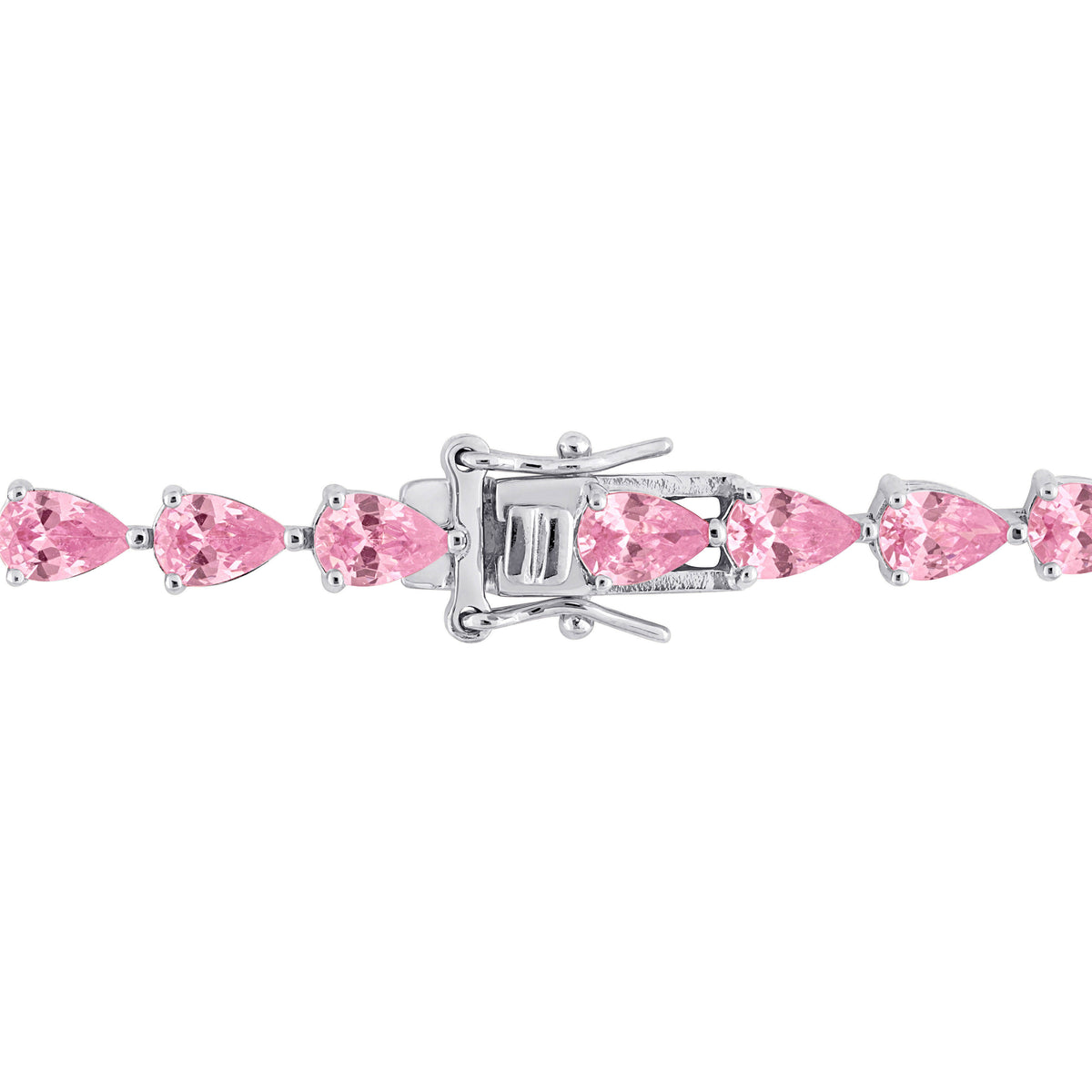 Lab-Created Pink Sapphire Tennis Bracelet in Sterling Silver, 7.25”