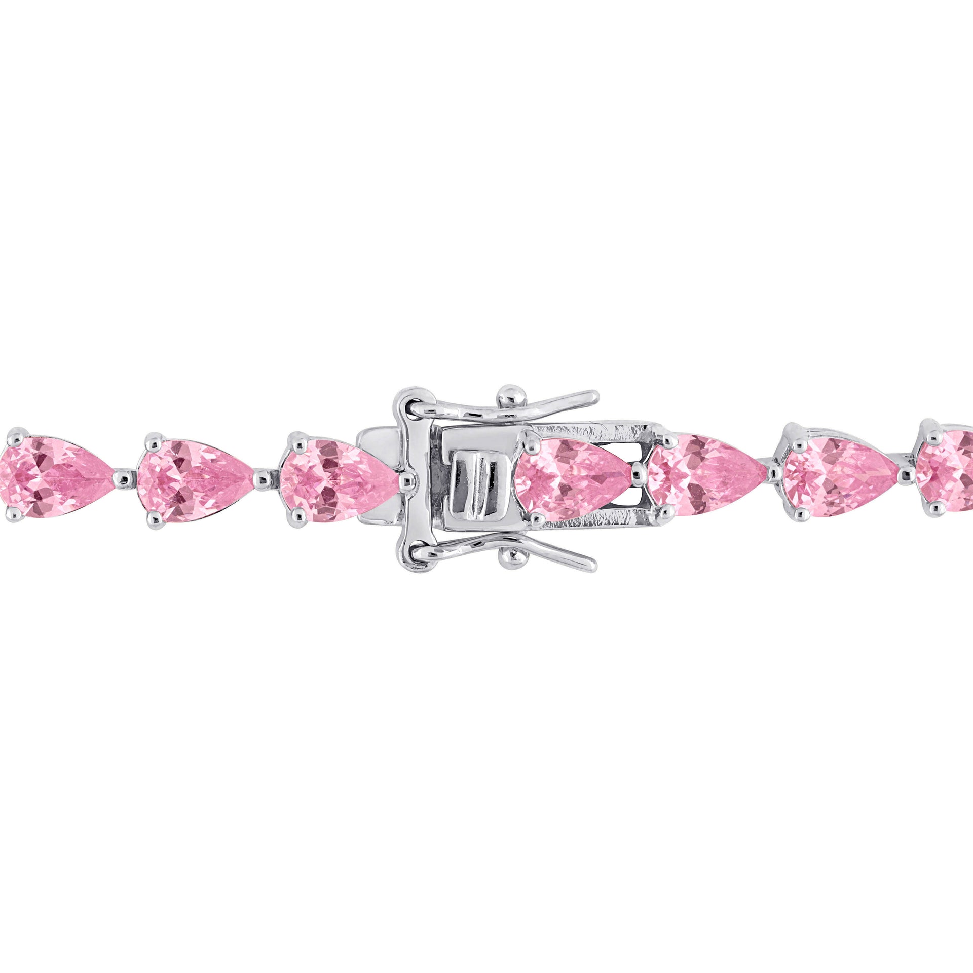 Lab-Created Pink Sapphire Tennis Bracelet in Sterling Silver, 7.25”