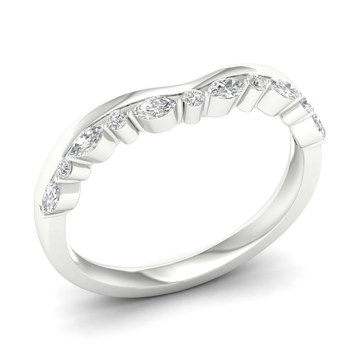 Diamond Contour Band in 14K White Gold (1/4 ct. tw.)