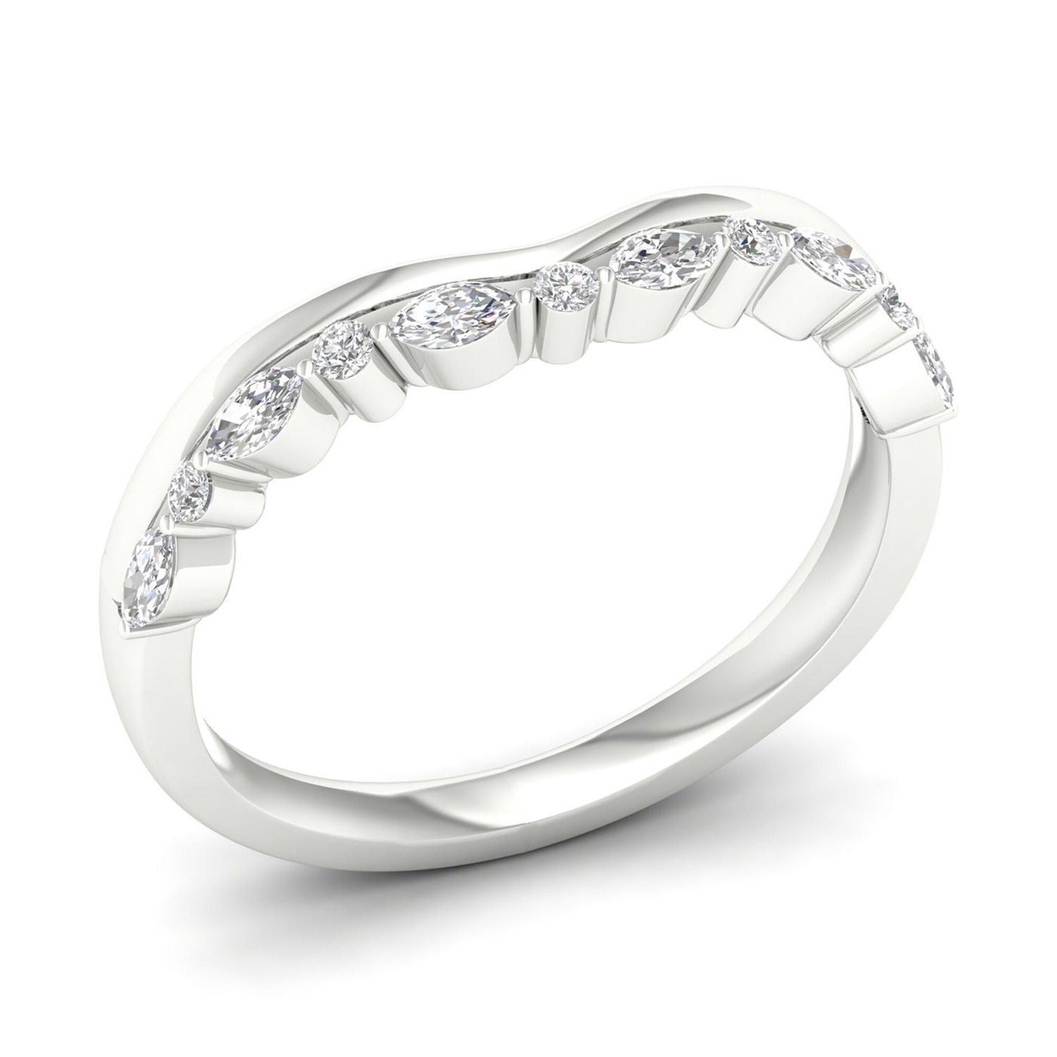 Diamond Contour Band in 14K White Gold (1/4 ct. tw.)