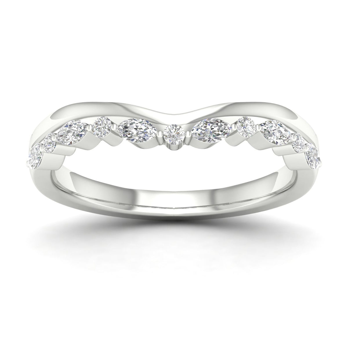 Diamond Contour Band in 14K White Gold (1/4 ct. tw.)