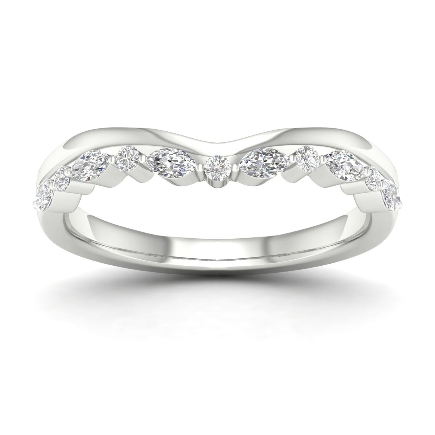 Diamond Contour Band in 14K White Gold (1/4 ct. tw.)